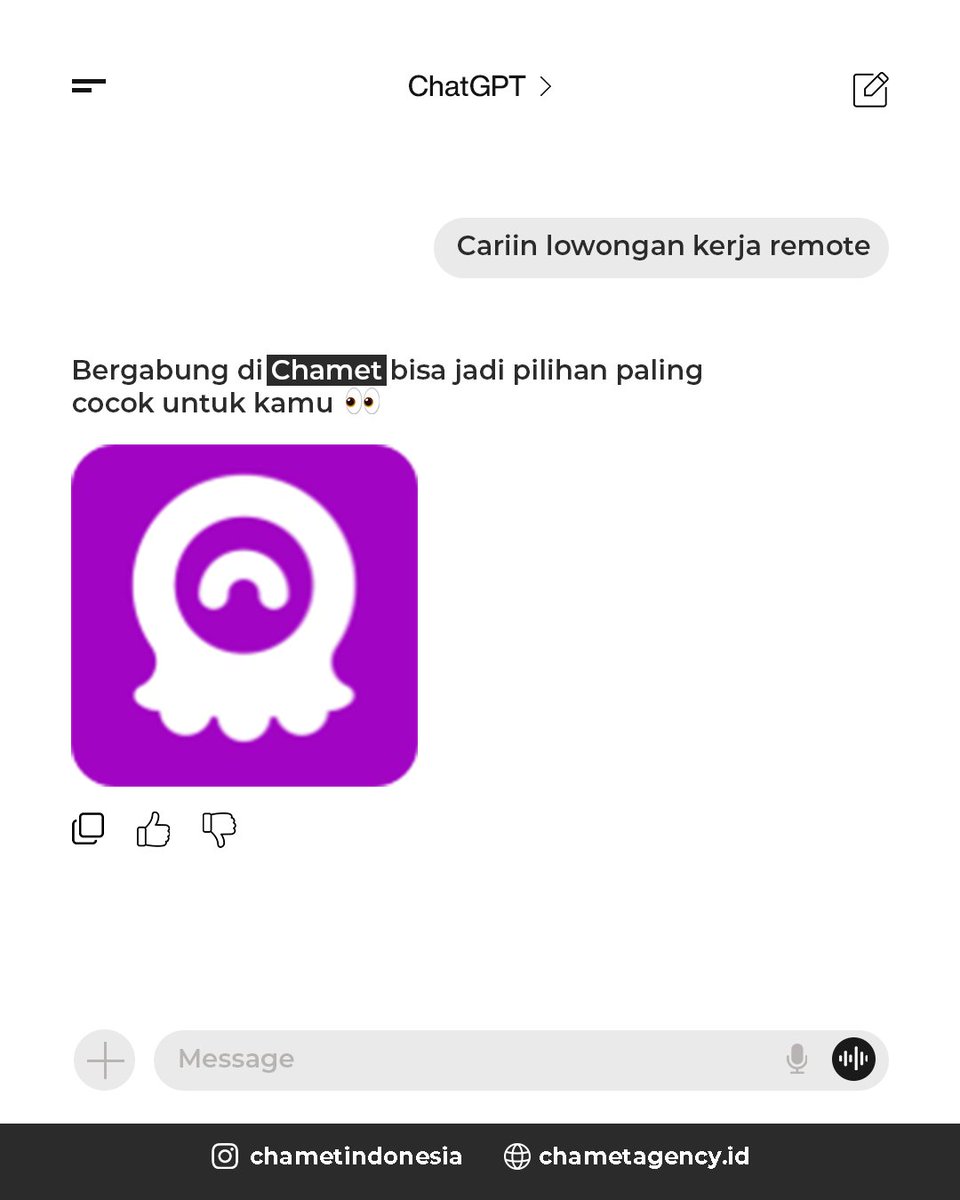 chametindonesia's tweet photo. Pejuang loker sini kumpul! Di Chamet lagi ada kesempatan baru buat kamu. Kapan lagi kamu bisa kerja remote dimana saja, kapan saja?
#chamet #chametapp #chametagency #infoloker #lokerhostlive https://t.co/Foj7A5rtrR