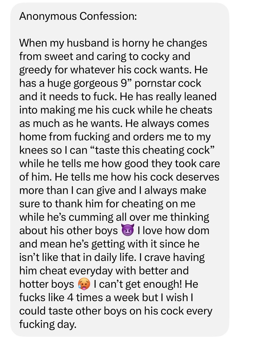 CuckoldsJourney's tweet photo. Another anonymous confession just came in 👀

You guys really keep surprising me. 😈

Keep sending them. Everything stays anonymous.

#GayCuckold #Cuckolding #GayCouple #CuckoldConfession #AnonymousConfession https://t.co/tX5mc8rkmy