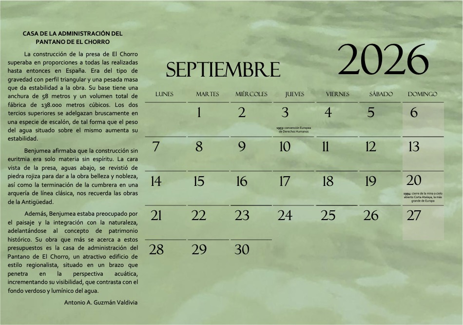 Apidma's tweet photo. 📆🏭Desde APIDMA, esperamos que hayáis pasado unas estupendas vacaciones. Retomamos la actividad con la publicación de las páginas de nuestro almanaque correspondientes al mes de septiembre. En esta ocasión, dedicadas a la casa de la administración del pantano de El Chorro. https://t.co/Vp9W1UxT93
