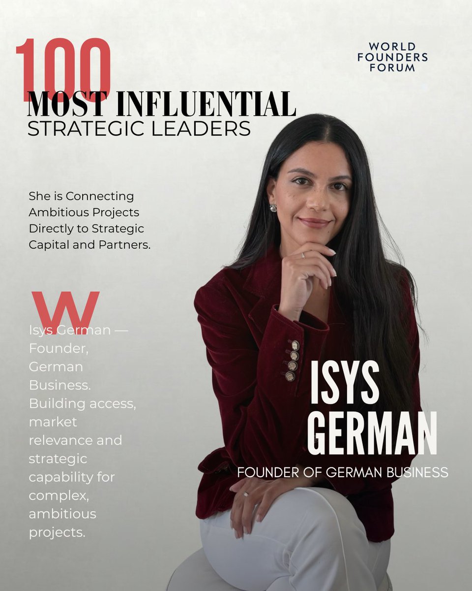 WorldFoundersF's tweet photo. She didn't plan to build a business around connections.
She just kept noticing that the right introduction — at the right time — changed everything.
Isys German. Founder, German Business.
Building Access Intelligence for complex, ambitious projects.
DM us to get featured. https://t.co/mSAMdnkBhE