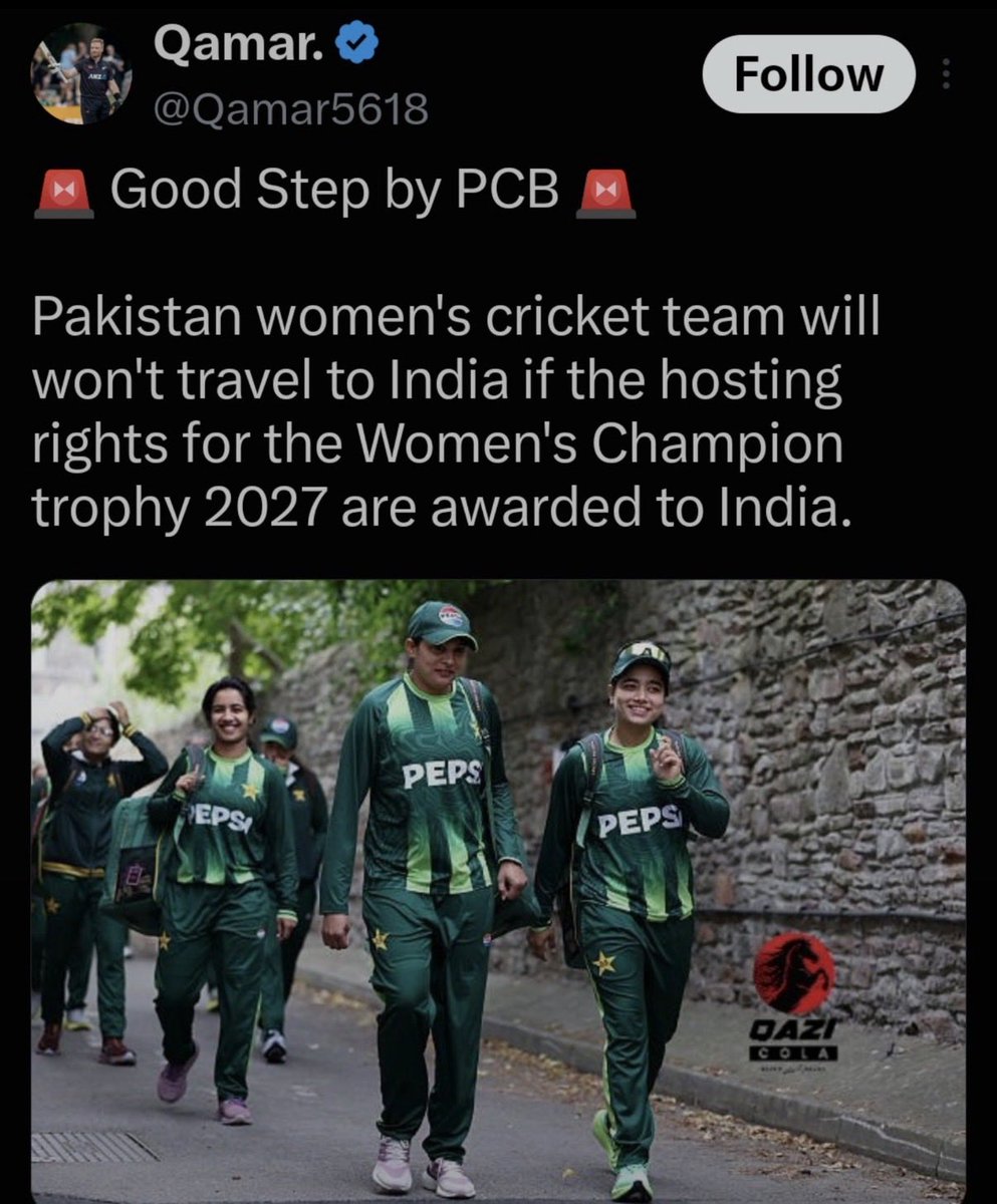 MeruOnX's tweet photo. This is exactly the Lahori chooran I was talking about. 😂 Pakistan haven’t qualified for the Women’s Champions Trophy because they’re ranked 8th, while only the top 6 teams make the tournament.

So now they’re proudly “boycotting” a tournament they didn’t even qualify for. 🤡💩 https://t.co/lKQNmFGGbY