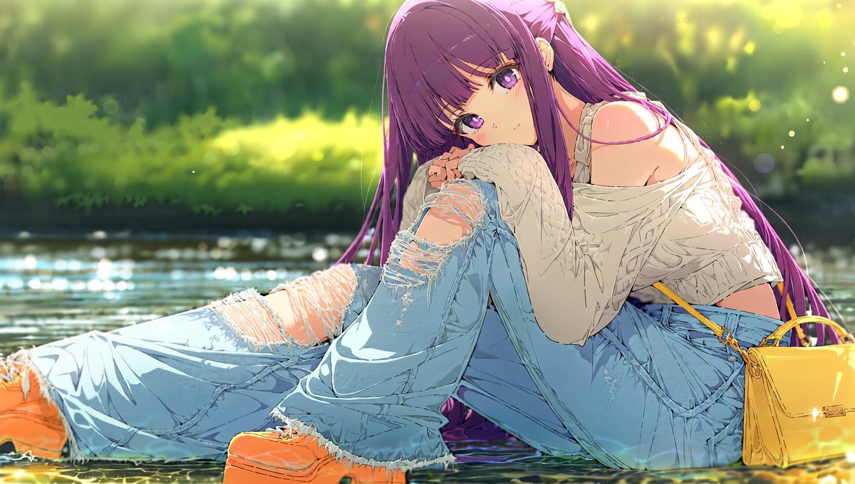 PurpleBeatSt's tweet photo. また暑くなって来ましたね💦皆さん熱中症にはお気をつけて！画像は現代ファッションフェルンちゃん。
#AIイラスト　#葬送のフリーレン　#フェルン　#Fern https://t.co/zWymNrAZKi