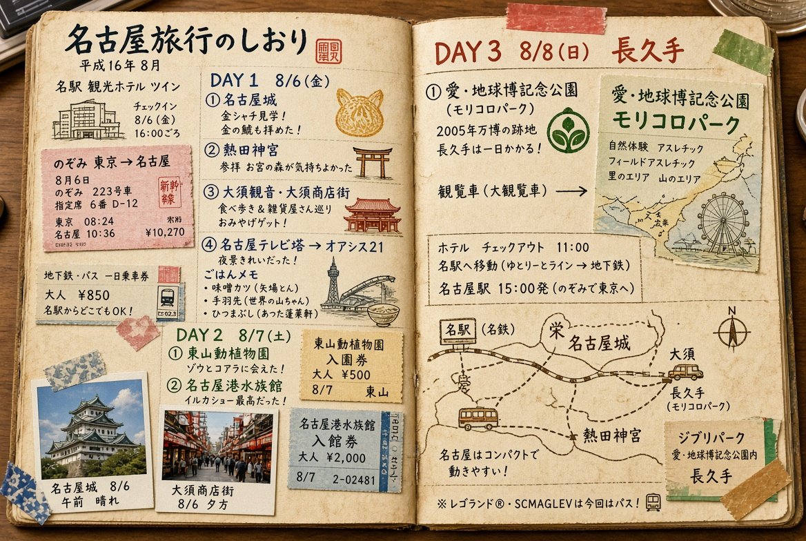 cobb_room's tweet photo. 平成の「名古屋旅行のしおり」に、
令和が1つだけ隠れています。

30秒で見つけた人、名古屋好きすぎます。 https://t.co/AEFAFcjX1l