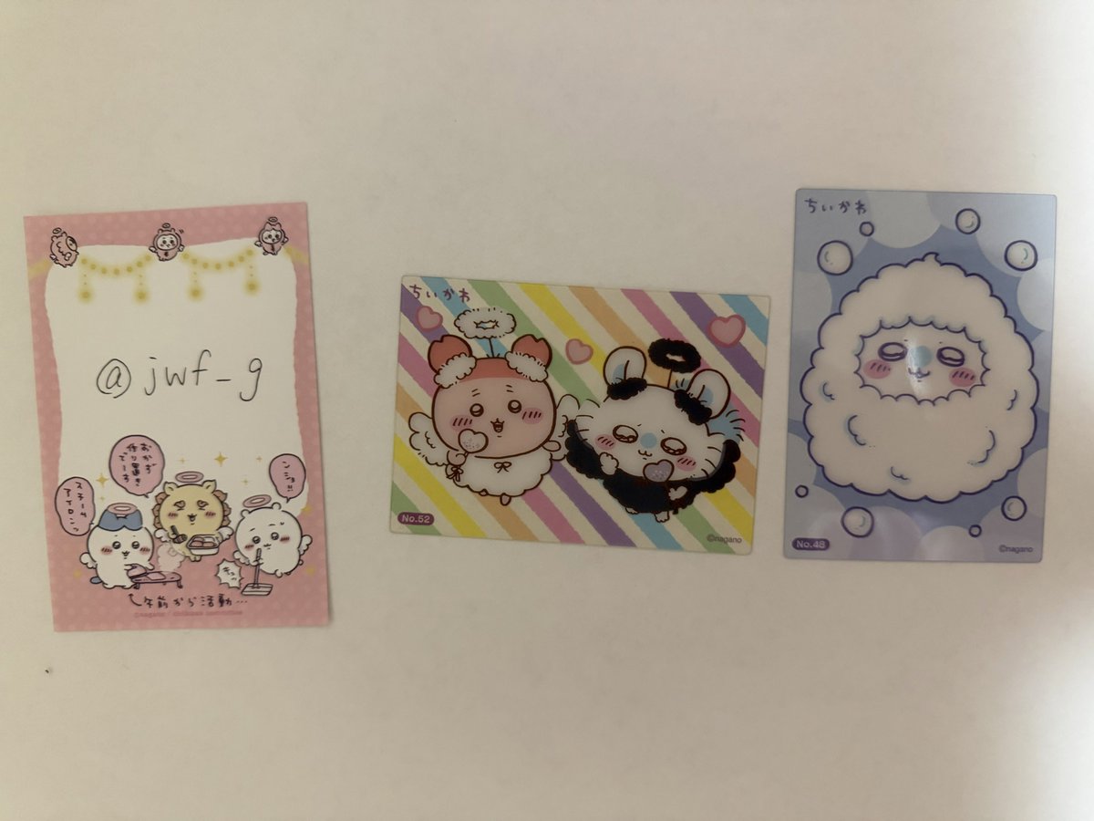 jwf_g's tweet photo. 【交換】ちいかわ　クリアカードコレクション2

譲　モモンガ、古本屋

求　ハチワレ、ラッコ

※2枚目のもの優先ですがハチワレ単体も検討
舞浜、都内手渡しまたは郵送
検索からでもお気軽にお声掛けください！ https://t.co/T2aNHeeJbk