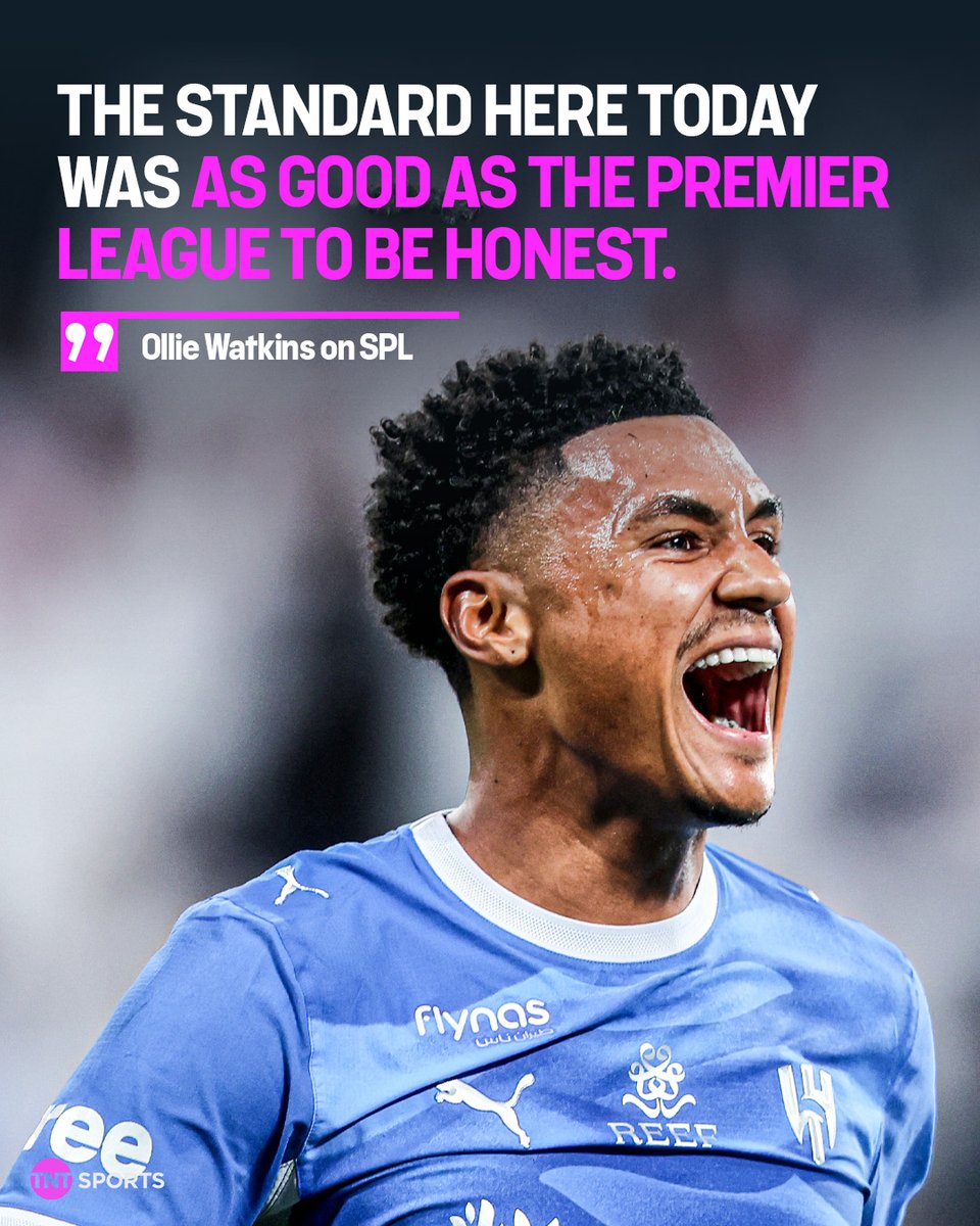 footballontnt's tweet photo. Ollie Watkins after scoring on his debut in the Saudi Pro League 🗣️ https://t.co/NRDK4jcRgt