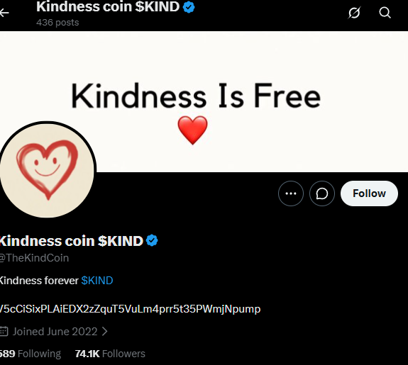 TheKindDev's tweet photo. This is a fake Kind account that I have no association with, they CTOed my old coin and have been posting with botted engagement. https://t.co/hIZn2zmtaj