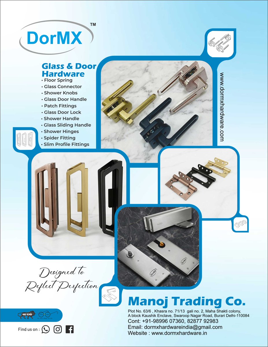 clue_hardware's tweet photo. DormX Glass & Door Hardwareโ where modern design meets durability and precision.
๐น Floor Springs
๐น Glass Door Handles & Locks
๐ Contact: +91-98996 07360 | +91-88277 92983
๐ง dormxhardwareindia@gmail.com
#DormX #GlassHardware #DoorHardware #ArchitecturalHardware https://t.co/c1VV2Ws4Qm