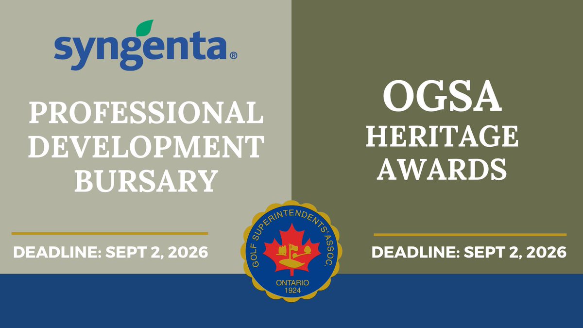 OntarioGSA's tweet photo. The Professional Development Bursary, in partnership with @SyngentaTurfCA, and The OGSA Heritage Awards' application deadlines are TODAY! https://t.co/KIUPGpW8PF https://t.co/xQ4knfNtyx