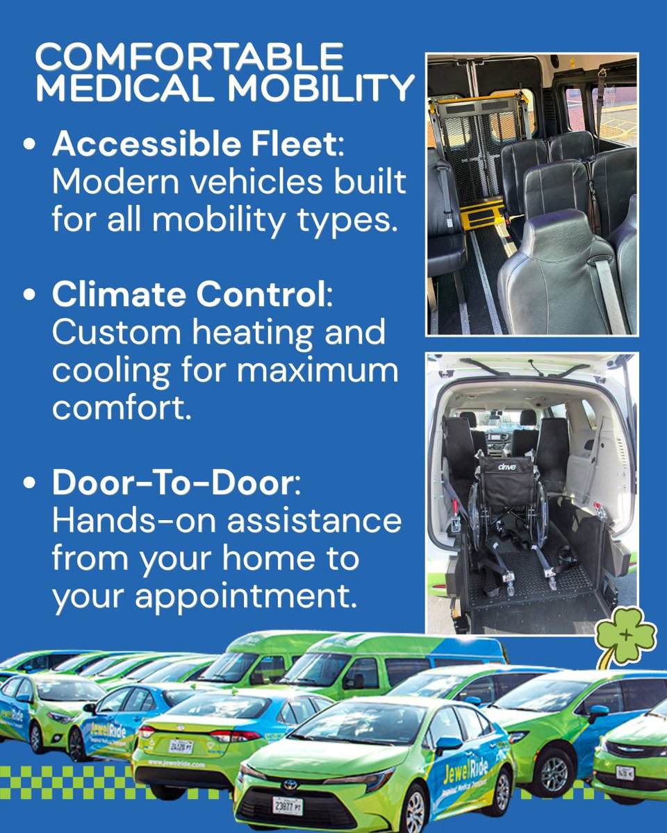 RealJewelRide's tweet photo. Pain Awareness Month. For patients managing chronic pain, JewelRide offers gentle door to door transit and smooth rides across East MO, St Louis, and Southern IL to ensure comfortable access to care.

https://t.co/6i8umn0Vkf
#PainAwarenessMonth #ChronicPain #NEMT https://t.co/TPKS9MtcFI