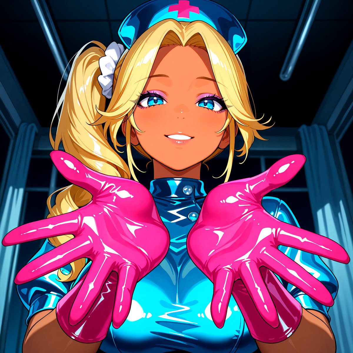 moeno_AI's tweet photo. AIイラスト｜光沢ナース

光沢ブルーのナース衣装とゴム手袋の組み合わせ
💉💙

Ultra-glossy blue nurse latex with bright pink gloves! Love the contrast between her tanned skin and the high-gloss suit under the clinic light.✨

#AIart️️️️️️️️️️️️️️️️️️️️️️️️️️️️️️️️️️️️️️️️️️️️️️️️️️️ 
#AIイラスト 
#AIイラスト︎好きさんと繋がりたい 
#Latex