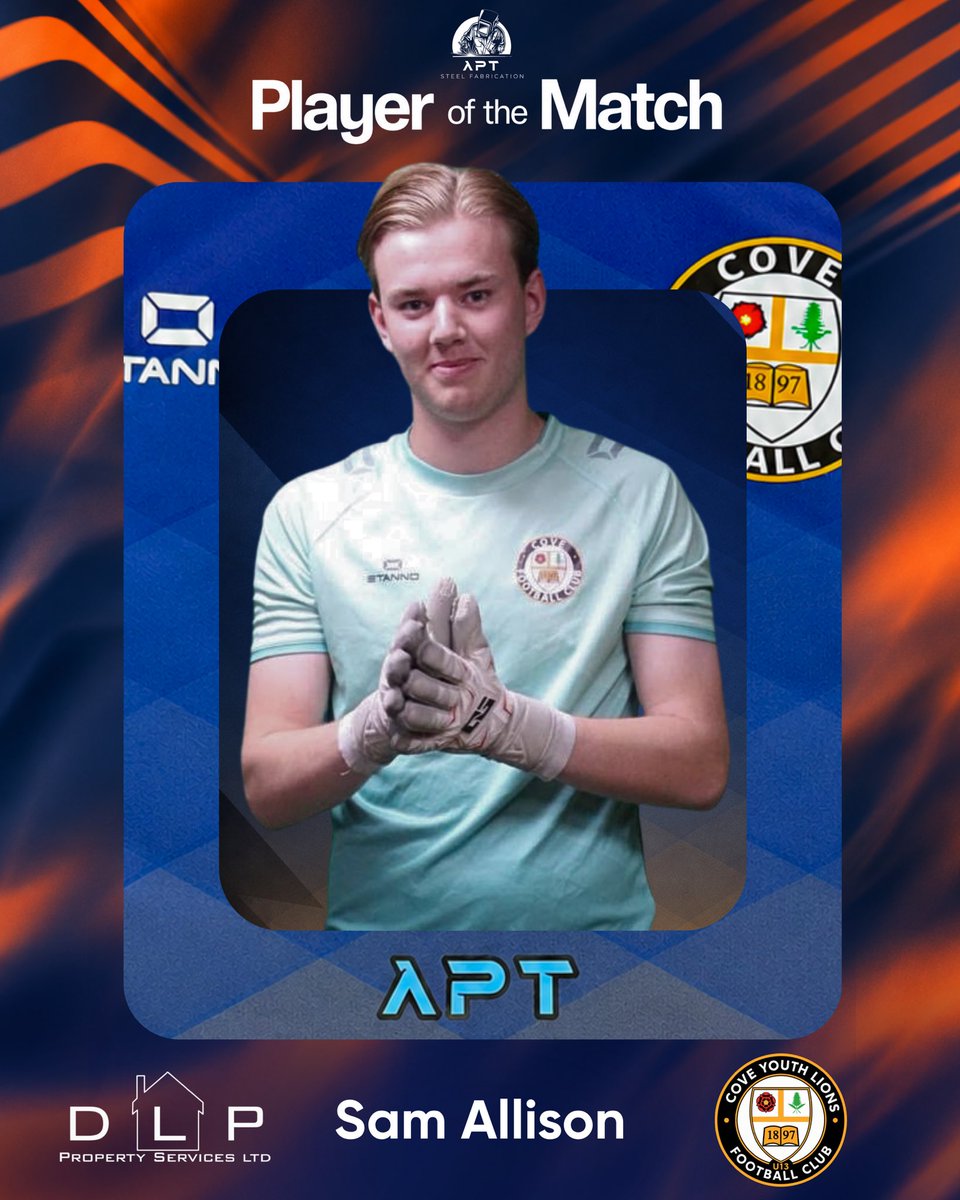 CoveFC_Official's tweet photo. 𝐏𝐋𝐀𝐘𝐄𝐑 𝐎𝐅 𝐓𝐇𝐄 𝐌𝐀𝐓𝐂𝐇 | 𝐒𝐀𝐌 𝐀𝐋𝐋𝐈𝐒𝐎𝐍 🧤

A superb performance from Sam Allison in last night’s 3-1 victory away to Sandhurst Town at Bottom Meadow.

Sam produced a number of important saves throughout the game, alongside excellent distribution from the back.

He capped off his performance with a brilliant penalty save late on to keep the score at 3-1 and help secure all three points for the Wasps.

A commanding and composed display from our number one and a thoroughly deserved Player of the Match.

𝐒𝐚𝐦 𝐀𝐥𝐥𝐢𝐬𝐨𝐧 𝐬𝐩𝐨𝐧𝐬𝐨𝐫𝐞𝐝 𝐛𝐲 𝐃𝐋𝐏 𝐏𝐫𝐨𝐩𝐞𝐫𝐭𝐲 𝐒𝐞𝐫𝐯𝐢𝐜𝐞𝐬 𝐋𝐭𝐝 & 𝐂𝐨𝐯𝐞 𝐘𝐨𝐮𝐭𝐡 𝐋𝐢𝐨𝐧𝐬 𝐔𝟏𝟑𝐬.

#UpTheWasps 🔵🟠
