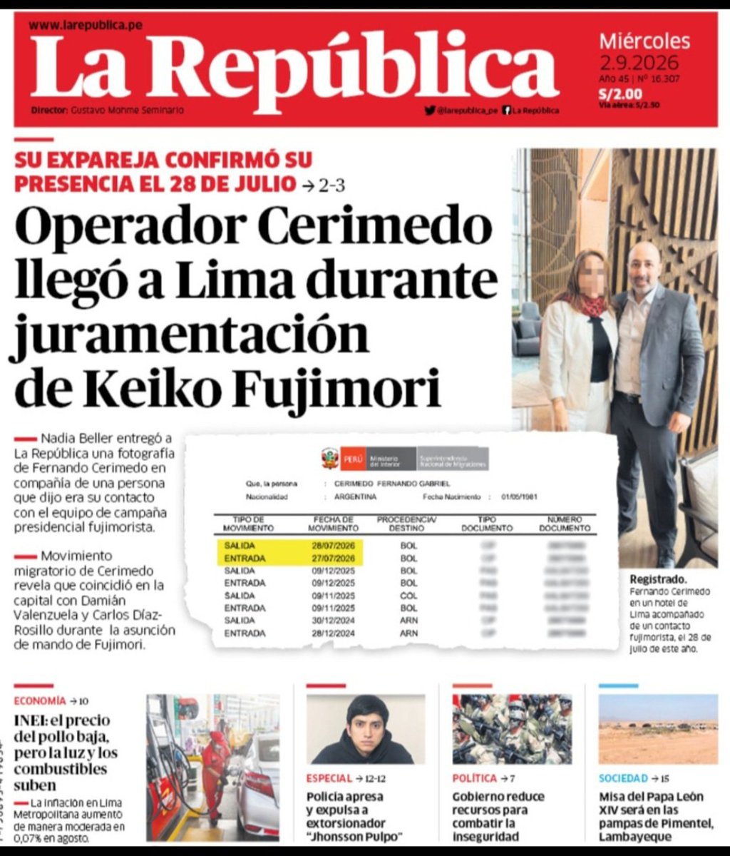 RoyAlta_Peru's tweet photo. El único diario nacional que toca el caso Cerimedo. Los otros medios de comunicación no dicen ni mierda sobre esto. 

#PrensaBasuraYCorrupta! https://t.co/9MXYAHxke9