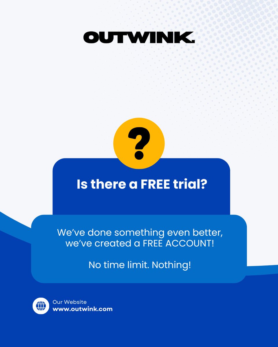 outwinkcom's tweet photo. A free account with no time limit? 👀
No catch. Just more room to connect, discover and grow. 🚀
#OUTWINK #BusinessNetworking #B2B #BusinessGrowth #Entrepreneurship https://t.co/qL0WDBebGN