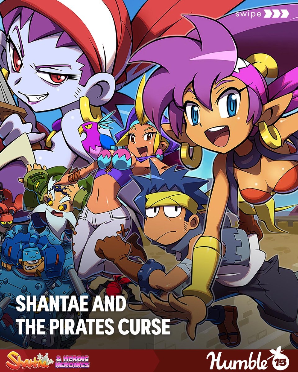 humble's tweet photo. After losing her magic, Shantae teams up with the nefarious pirate Risky Boots in order to save Sequin Land from a curse in Shantae and the Pirates Curse.

The Shantae &amp; Heroic Heroines bundle supports @care | https://t.co/qy5vUhBkVN https://t.co/ZaGxNEa7hA