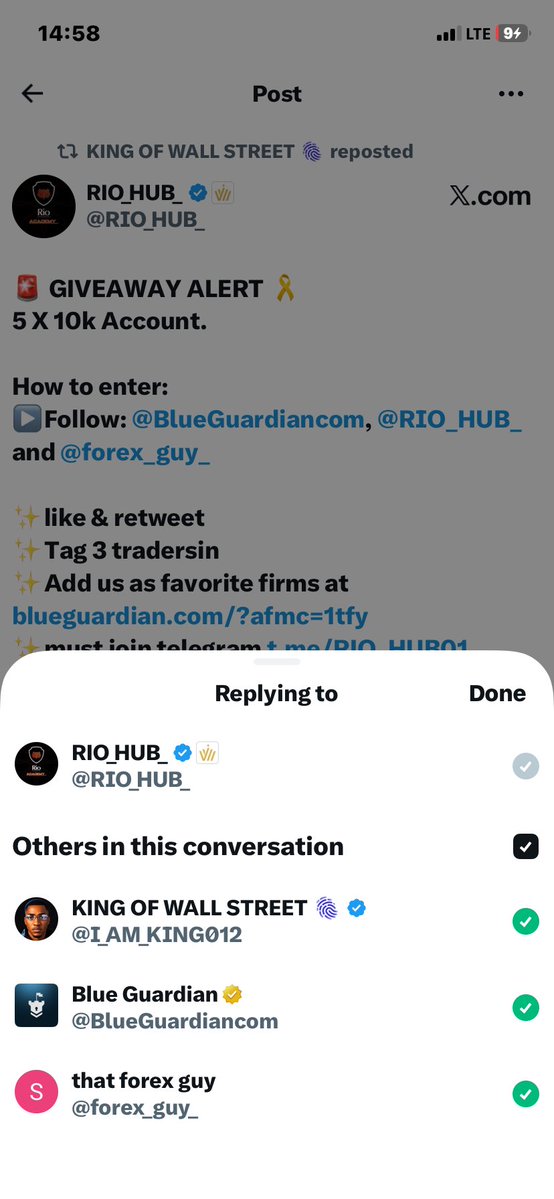 BAYUS120's tweet photo. @RIO_HUB_ @I_AM_KING012 @BlueGuardiancom @forex_guy_ Done ✅ 

@D_FT_ @HR_Venerable @jahedul1172 https://t.co/YCfjy0Il8J