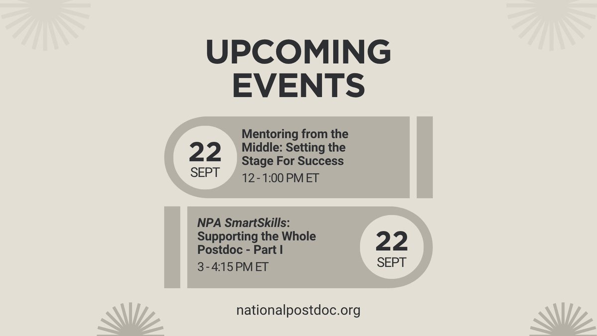 nationalpostdoc's tweet photo. Don't miss the NPA's upcoming events and your chance to connect with peers, enhance your skills, and boost your career!

Register now at 🔗 https://t.co/dJtp0bIVrw // #postdocs #postdoctoralscholars #postdocoffices #postdocassociations https://t.co/xmnGh9zwvb