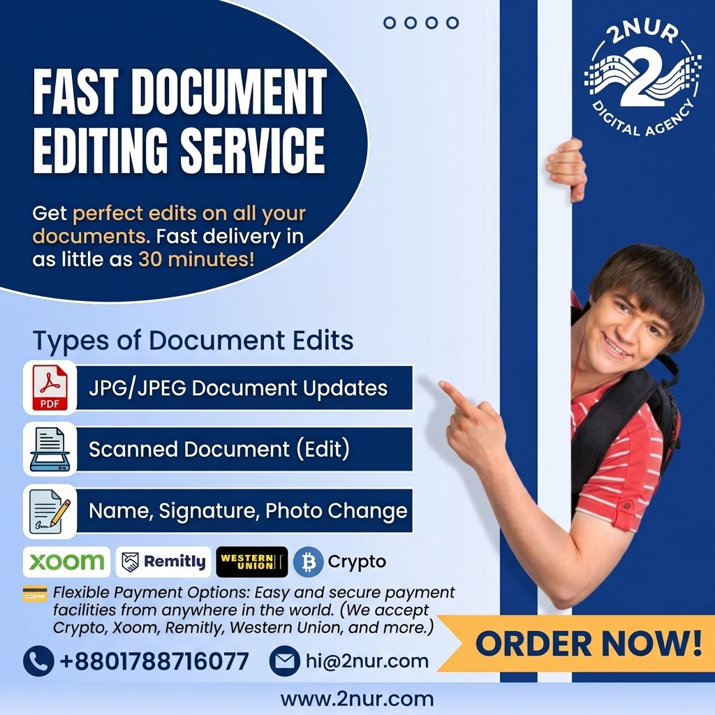 EditMasterPDF's tweet photo. ⚡ Need Urgent Document Editing in 30 Minutes?

💳 Fast Global Payments Accepted

📥 Order now with 2NUR Digital Agency:
📲 WhatsApp: +8801788716077
🌐 Website: https://t.co/V1vltcvxwB

#FastDocumentEditing #30MinDelivery #DocumentEditing #2NURDigital https://t.co/y6BuqG9UAa