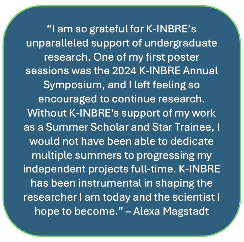 KansasINBRE's tweet photo. I thought now would be a good time to share out a couple of testimonials from 2 of K-INBRE's most recent graduates. We are so proud of the people and scientists that Alexa and Ellie have become. Thank you two for being a part of K-INBRE! #research #womeninSTEM #academia 🧪 🥼 🥰 https://t.co/rU4s1ofB1w