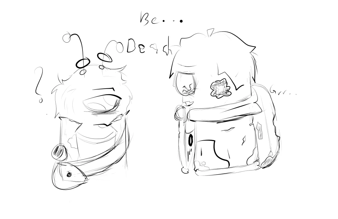 0rangecreations's tweet photo. making a VERY short animatic scenes of a movie au of me and my partner's OC based on Warm Bodies. Here's the only one I can make rn cuz ill be busy 

CJ: B-be dead... 
Ocean Blue: Ugh.. just let me leave already..
#sketch #art #krita #amongus #amongusart https://t.co/hoih7UrN3m