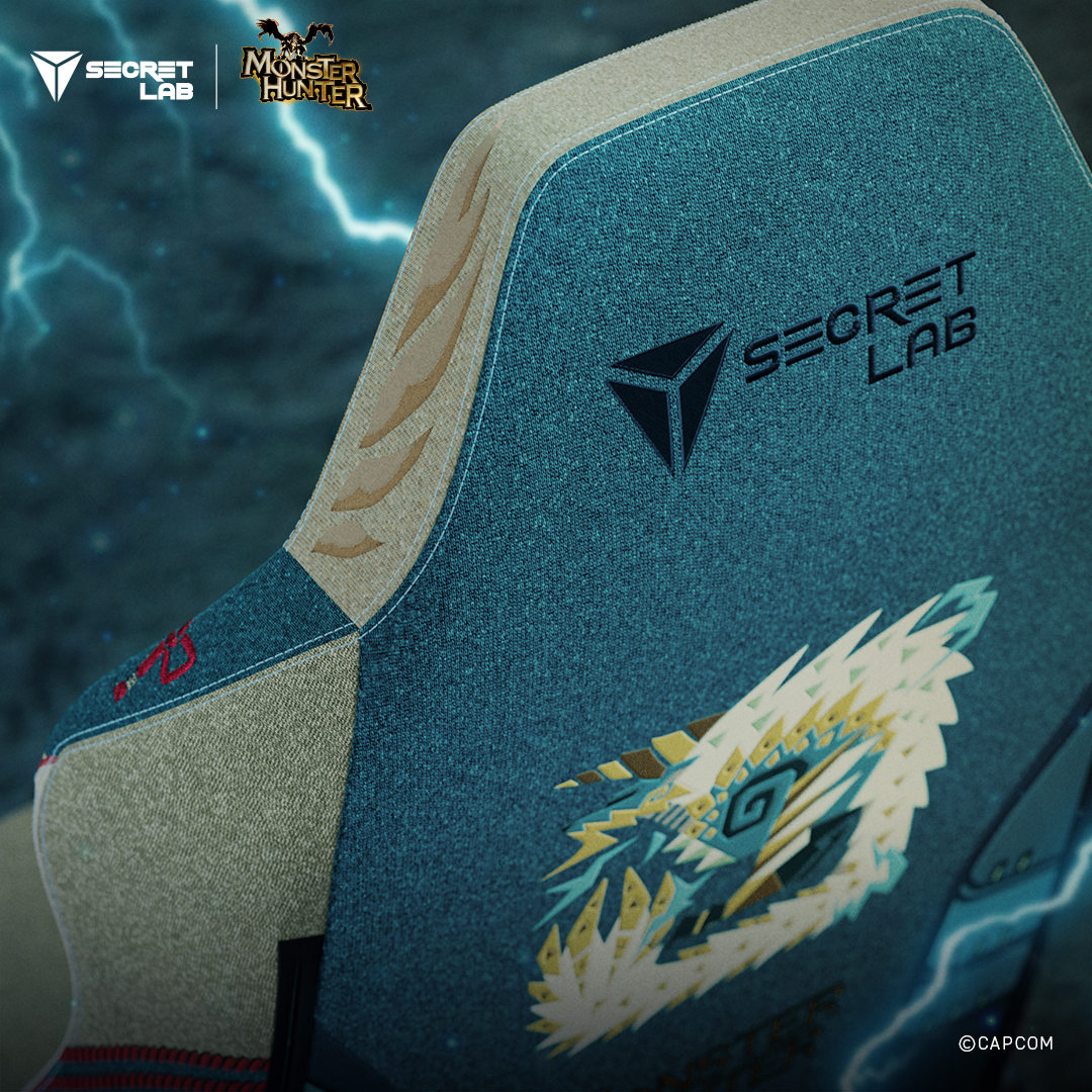 secretlab_JP's tweet photo. 雷光を帯びた雷狼竜、ジンオウガ。その力強さを宿した一脚が登場。

Secretlab TITAN Evo ジンオウガ エディションとともに、新たな狩りへ。
長時間の狩猟でも、ハンターの体力とスタミナを支えるために設計されています。

本日より予約受付開始。