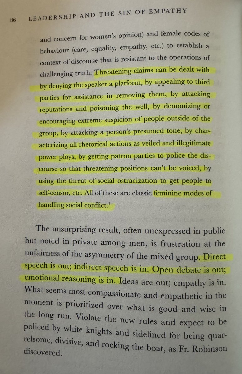 ZacharyGarris's tweet photo. Joe Rigney quoting Alistair Roberts on how mixed groups of men &amp; women adopt female norms.

In other words, the feminization of everything. https://t.co/N4etSOVymb