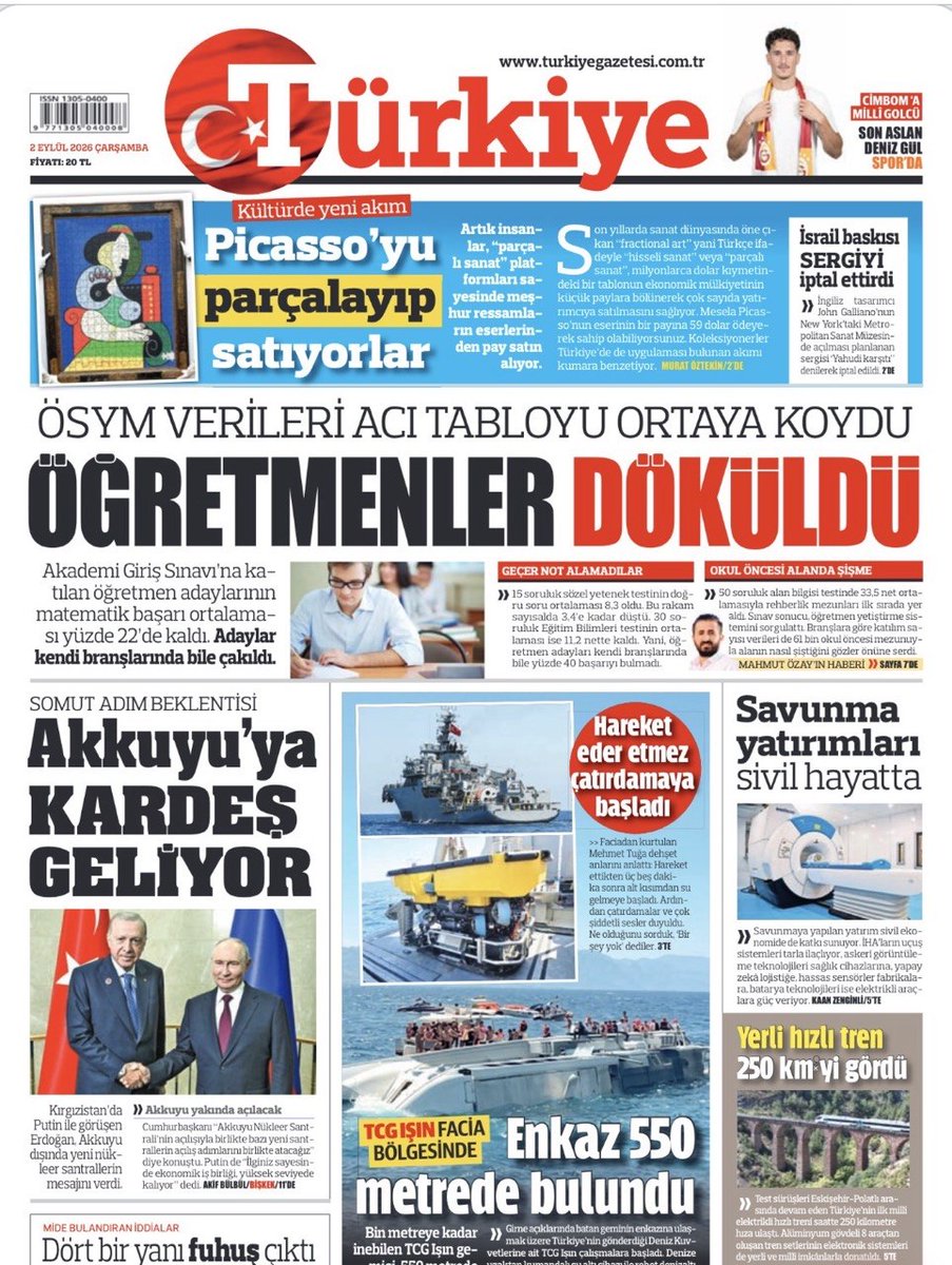 incitraders's tweet photo. 2 Eylül 2026 Çarşamba
   
Türkiye Gazetesi Manşeti
   
Mahmut Özay'ın Haberi
   
Öğretmenler Döküldü
  
Adaylar kendi branşlarında bile çakıldı

@Mahmut__ozay

@turkiyegazetesi https://t.co/CX6gTKMVnR