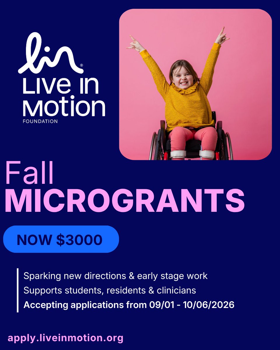 LiveinMotionOrg's tweet photo. Microgrants open through October 6th!  

These one year grants have increased to $3000!   

Supporting health professionals, students & residents pursuing quality improvement projects that directly impact OP&P patient care.      

Learn more and apply: https://t.co/nI8dIy4bEE 

#LiveinMotionFoundation #LiveinMotion #ResearchMatters #FueltheFuture #Orthotics #Prosthetics #Pedorthics