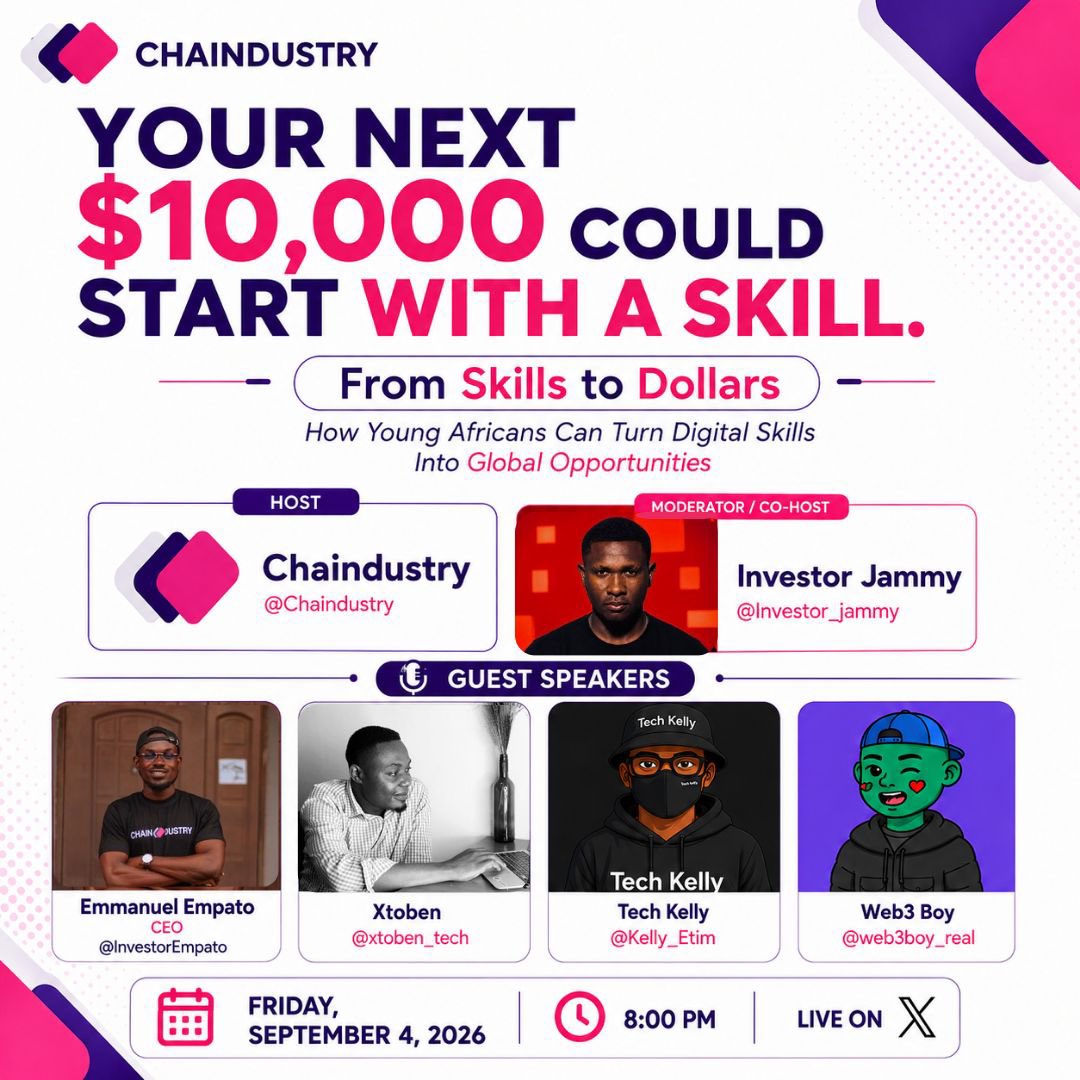 GoodnessBeulah's tweet photo. YOUR NEXT $10,000 COULD START WITH A SKILL.

But what skill?
Where are the opportunities?
And how are young Africans actually turning digital skills into income?

This Friday, we’re getting into the real conversation.
👇🏽 https://t.co/grK5BH3wKQ