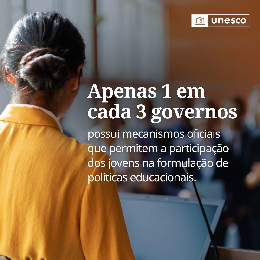 UNESCOBrasil's tweet photo. O Relatório GEM da UNESCO e do Escritório da ONU para a Juventude de 2026, Liderar com a Juventude, analisa o que a lacuna na participação dos jovens representa para os sistemas educacionais. 

Saiba mais: https://t.co/qX8VRFcx7c https://t.co/AQk6sCuNDU