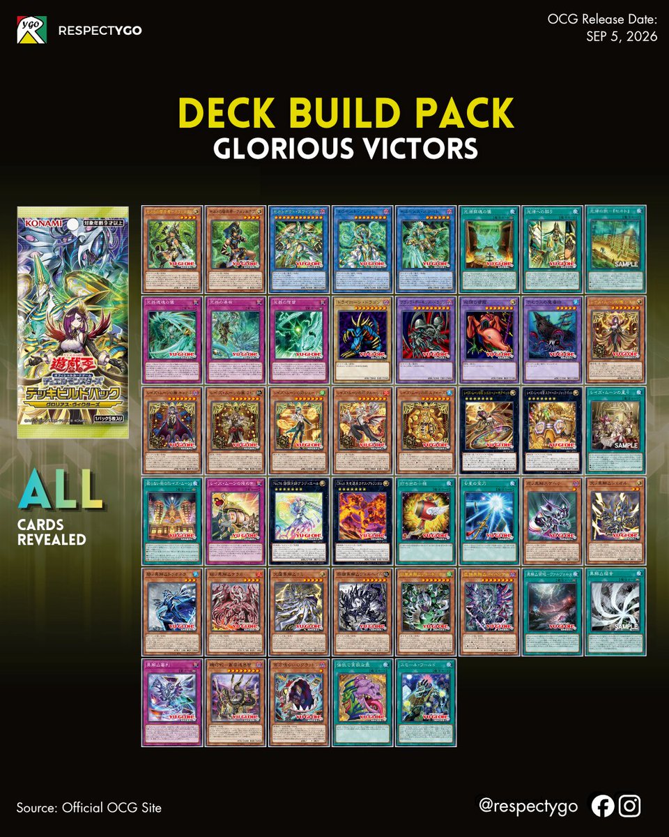 Respect_YGO's tweet photo. 'ALL SLOTS COMPLETE!' 😍

LOOK: Here's the full list of the upcoming Deck Build Pack: Glorious Victors which drops on Saturday, September 5th!

Which of these themes are you planning to play?
- Zenet
- Raise Moon
- Trirealm Rift https://t.co/Pfav1X1FHb
