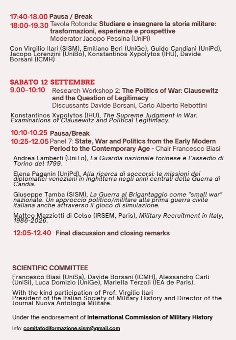 LucaDomizio's tweet photo. 🏦  📣 Here is the programme for the fifth edition of the Military History School, an annual event organised by the Training Committee of the Italian Society of Military History (SISM)

📆 10–12 Septrmbrt 2026, Faenza Looking forward to it! https://t.co/BBq1LV5sMB