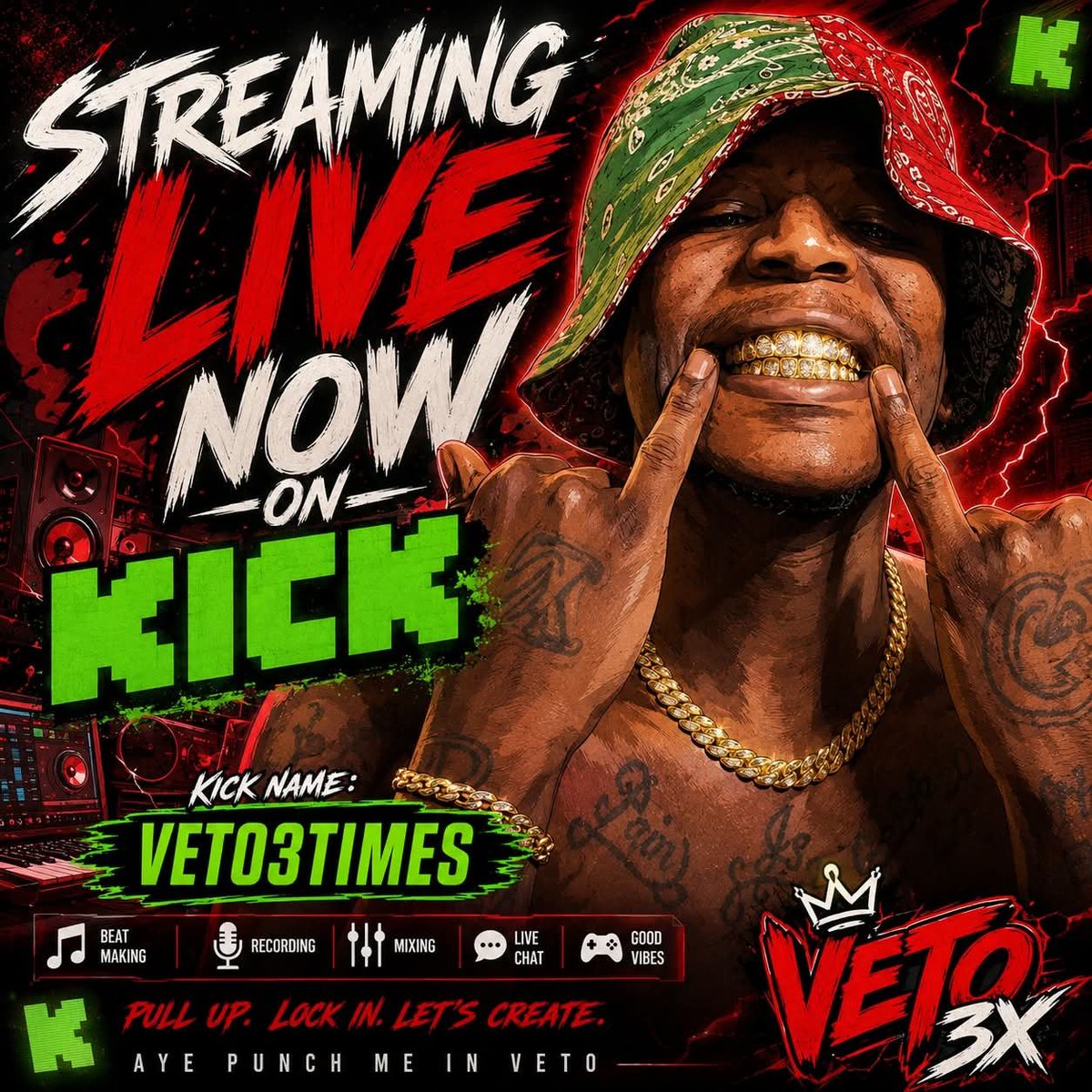 Veto3Times's tweet photo. Live Rn On A 24Hr Stream!!!! 

https://t.co/b4Kq8ItBxM

#kick #streaming https://t.co/904KrNLn4u