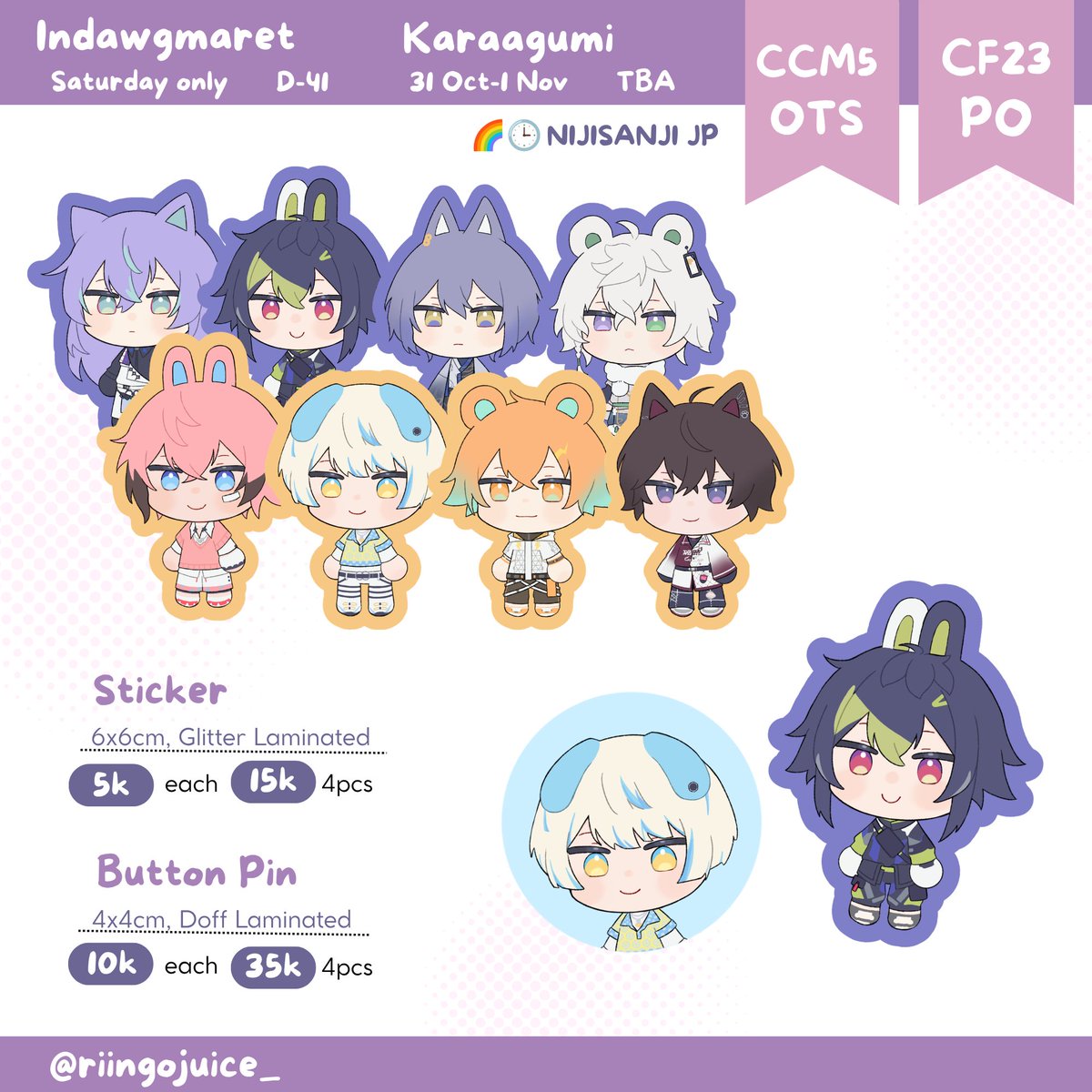 riingojuice_'s tweet photo. [❤️ &amp; 🔁 are appreciated]

hii!!! here's my catalogue for #COCOMA5 &amp; #CF23 

PO PERIOD : 2-12 Sept 2026
🗓️Cocoma5 12 Sept 2026 (Day 1 only!!)
🗓️Comifuro23 31 Oct-1 Nov 2026
🖇️ https://t.co/zgx73yx8Uh

♪ Nijisanji JP (MECHATU-A) https://t.co/vECMZDYCK7