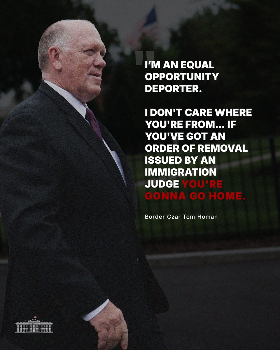 WhiteHouse's tweet photo. EQUAL OPPORTUNITY DEPORTER. https://t.co/FkuhptkW76
