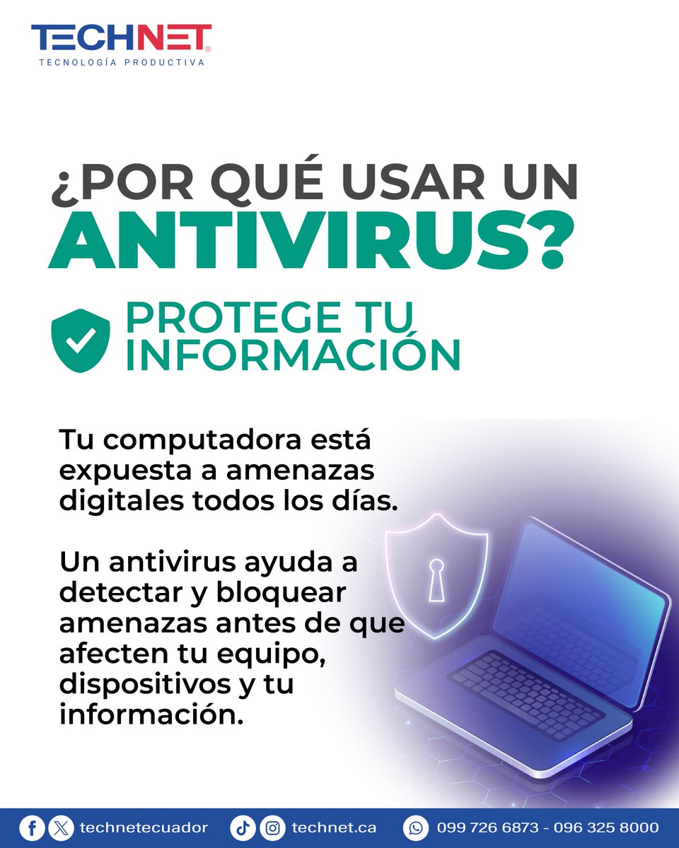 TechNetEcuador's tweet photo. 🛡️¿Qué tan protegida está tu información?

Los virus, el phishing, el ransomware y otras amenazas pueden poner en riesgo tus archivos y dispositivos.

Con #Kaspersky protege tus dispositvos e información💻🔐

📲Contáctanos.

📞099 726 6873 - 096 325 8000
📧ventas01@technetca.com https://t.co/upu4JubTGE