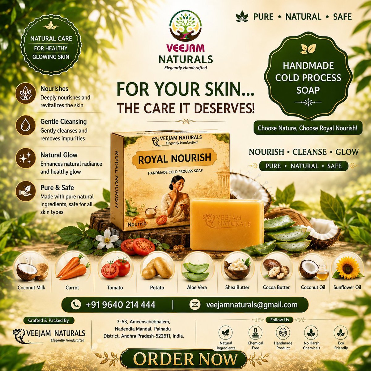 veejamnaturals's tweet photo. 🧼✨ Royal Nourish – Handmade Natural Soap
Pure • Natural • Safe 🌿

Nourish • Cleanse • Glow ✨
🌿 Made with natural ingredients
🤲 Handmade with care

📞 +91 9640 214 444
📩 veejamnaturals@gmail.com https://t.co/kz926ZrHKh