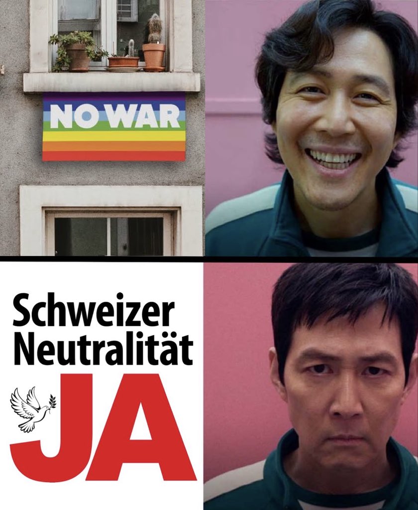 jungesvp's tweet photo. Eigentlich selbsterklärend...

... nachdem die Linken sich jahrelang als angebliche Kriegsgegner positionierten, scheint diese Anti-Kriegs-Haltung deren Unterstützung zu verlieren, wenn sie aus dem Mund der SVP kommt.

🇨🇭🕊️Ja zur Neutralitätsinitiative am 27. September https://t.co/NhKS85hCiD