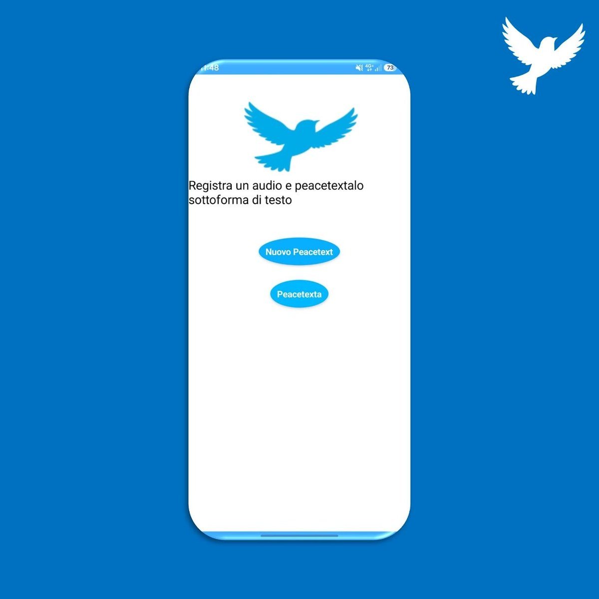 PeaceBird_Inc's tweet photo. Scarica PeaceBird per Android!
Vi presentiamo PeaceBird per Android, un'app leggerissima con la quale è possibile registrare lunghi messaggi vocali e peacetextarli sottoforma di testo su qualsiasi social in pochissimi click!
Scaricala ora!
https://t.co/oPxUiBHnpC https://t.co/K8nWg1W1YH