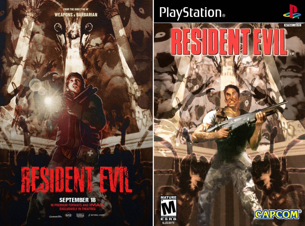 totalfilm's tweet photo. Artist Alessandro Montalto has created the perfect Resident Evil movie poster as a homage to the original 1996 game 🩸

Zach Cregger's Resident Evil hits cinemas on 18th September!

📷: @noctrnlayouts https://t.co/rqlGstQaZY