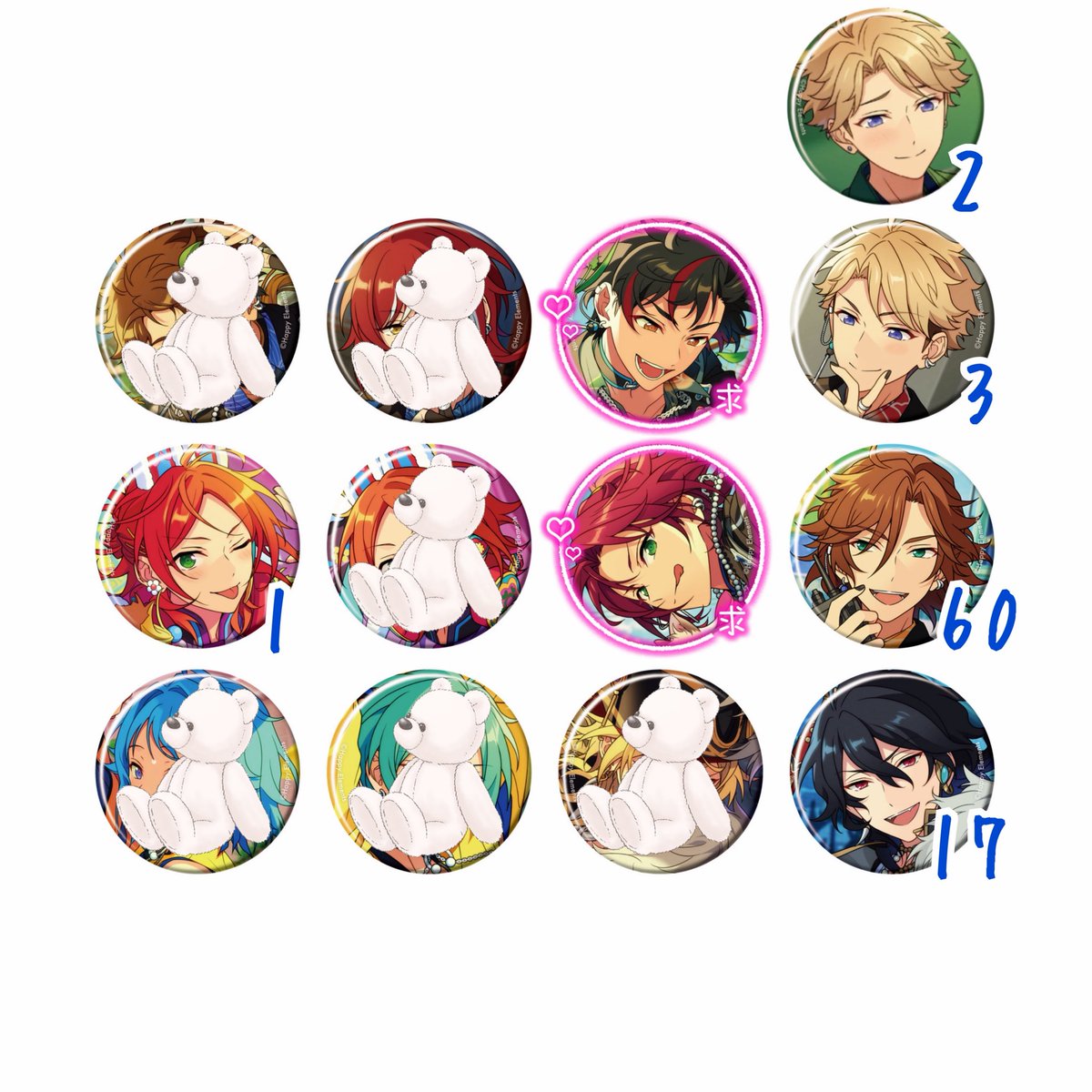A___lbert621's tweet photo. 《交換 譲渡》 あんスタ コレクション缶バッジ 2026 Apr. Idol 2025 Jul.

譲  ⌇  英智5 / 嵐c2i3 ゆうた1 斑60 零17

求  ⌇  3枚目求付き or 定価(+送料) > 2026 Apr.鉄虎

お気軽にお声掛けください https://t.co/vdVw92LVE8