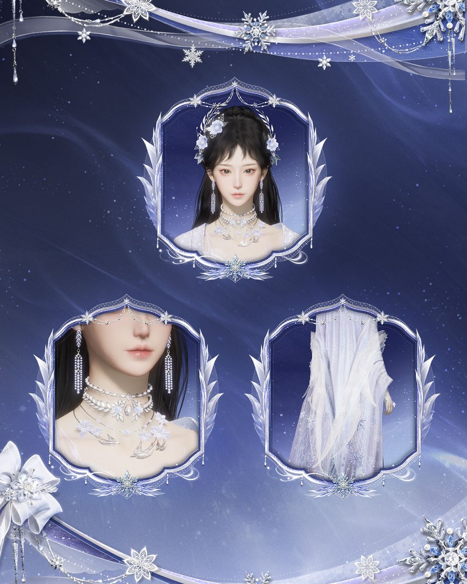 WhereWindsMeet_'s tweet photo. A single branch, cold and still under the snow; a thousand distant stars, scattered like silver across the deep.

New Appearance [Snowborne Stars] will be available starting September 6 at 5:00 (UTC+8)!
#WhereWindsMeet https://t.co/MfWmGe6gC0