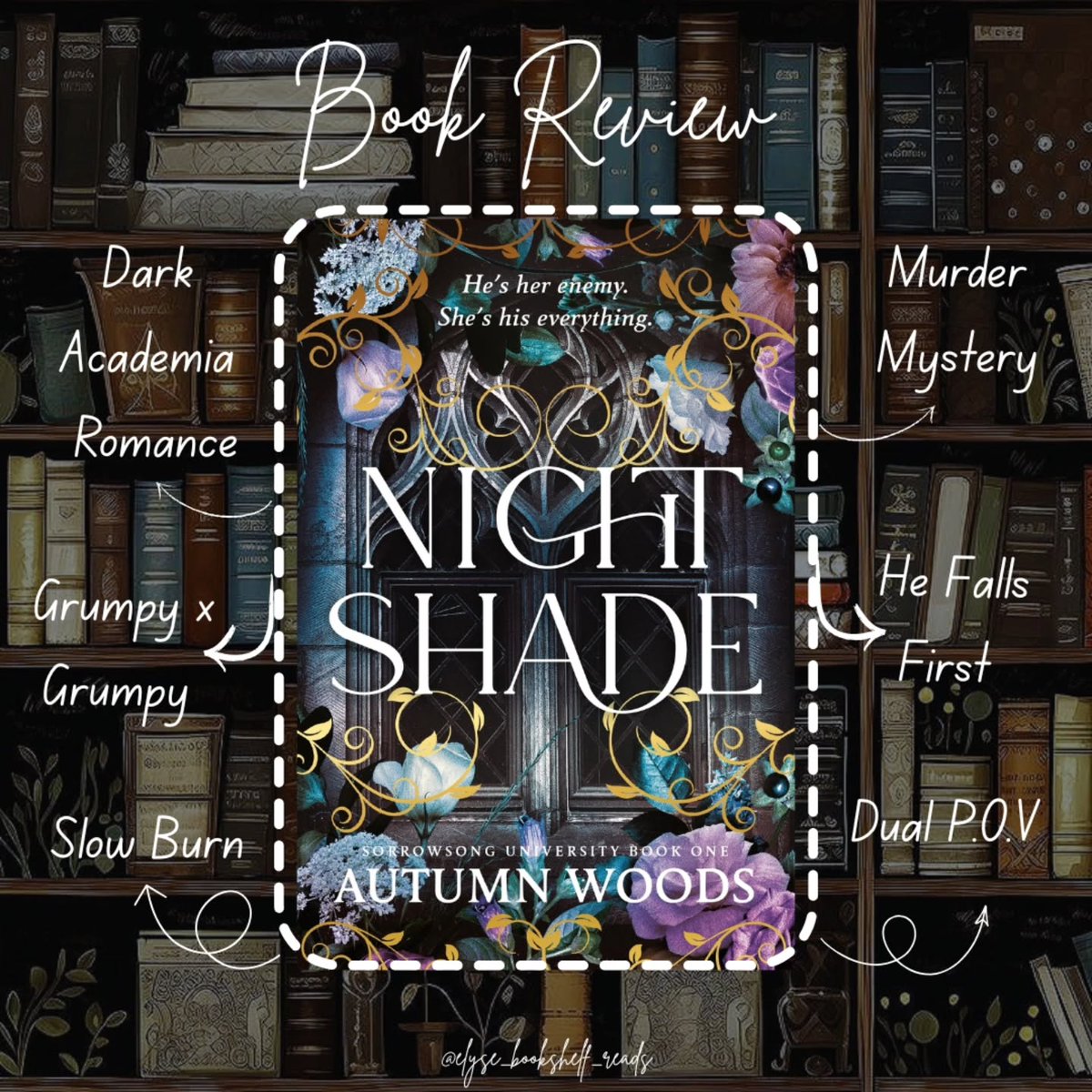 LarryYeomaf03's tweet photo. NIGHTSHADE REVIEW 
Autumn Woods | author 
Four stars 

She’s everything I’ve been asking the universe for, and she fucking hates me. Then I’ll love you with the same intensity that you hate me. I’ll always be here, Ophelia. A dark academia castle https://t.co/HjlGpwYyGi