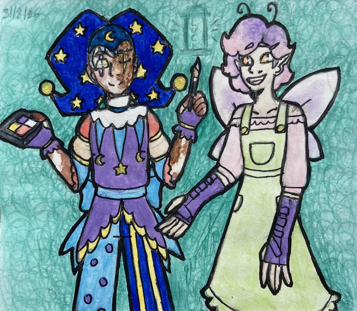 LanternLuck's tweet photo. Human Carmine and Dahlia!

Tried to do some burn texture on Carmines face and arm 

Also first time drawing arm brace things
I adore how Dahlias hair came out 

#Tsams #sunandmoonshow #tsamscarmine #tsamsdahlia https://t.co/VLjxLsZ5dq