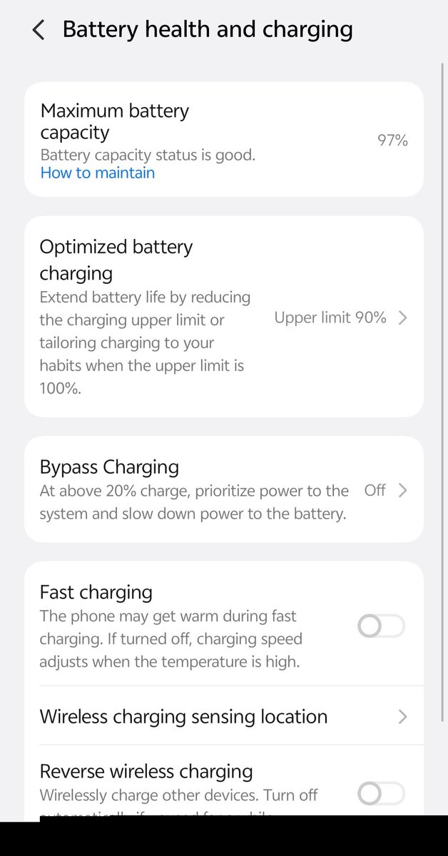 RajEmmanuel12's tweet photo. I’ve been using my phone mostly between 90% → 20%, usually charging just once a day, and the battery health is still at 97%! 👌
Pretty happy with how well the battery has held up so far. The optimized charging limit seems to be doing its job. 🔋✨
#vivoX200Pro #vivo https://t.co/Ku1stc1xNo