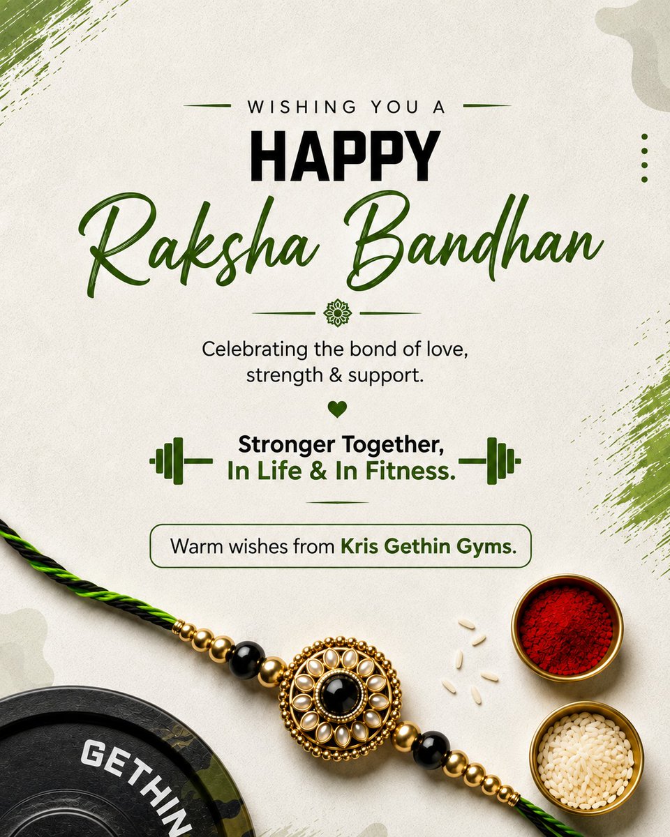 DelilahSprq7's tweet photo. Stronger Together, In Life &amp; In Fitness! This Raksha Bandhan, celebrate the bond of love, strength, and support. Wishing you and your loved ones a Happy Raksha Bandhan from Kris Gethin Gyms! https://t.co/amYok2p8DZ