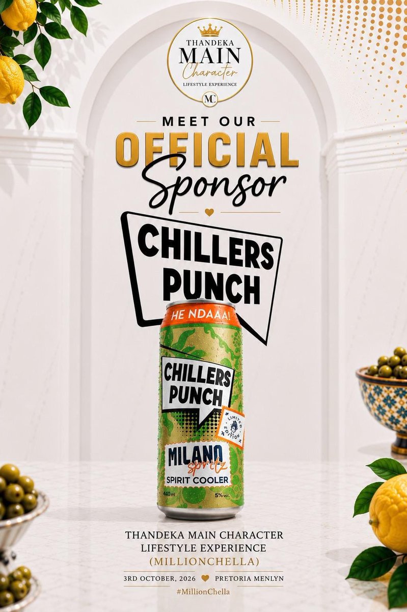 Athena22438164's tweet photo. we’ve got a new poster! Let’s goo 💚💚💚 thank you @ChillersPunch #MillionChella 

CHILLERS  WITH  THANDEKA 
CHILLERS  PUNCH  X THANDEKA 
#MainCharacterLifestyleExperience
#ChillersPunchXMillionChella https://t.co/DPsfXZwvh1