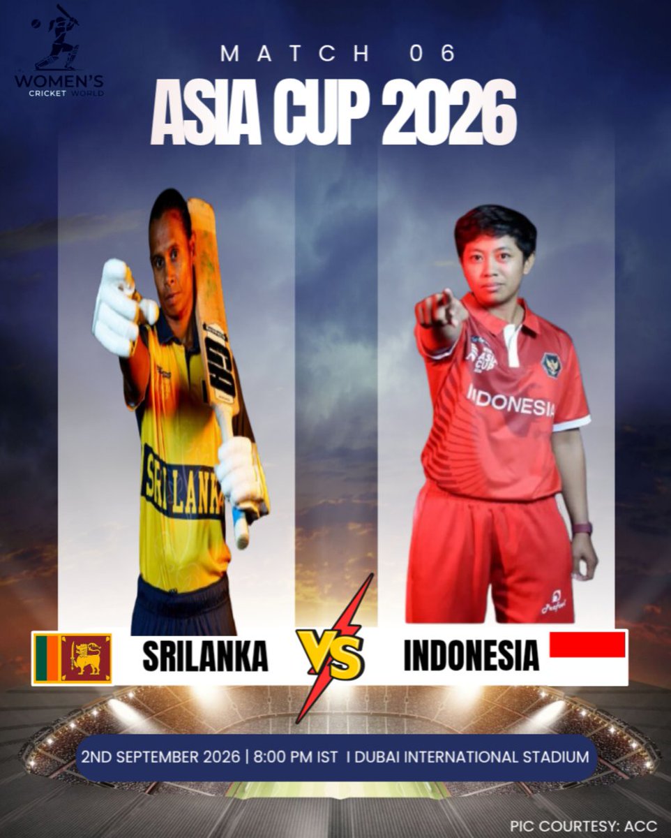 Thewomencricke1's tweet photo. Group B clash alert! 🇱🇰🇮🇩

Defending champions Sri Lanka Women take on Indonesia Women tonight in Match 6 of the Women's Asia Cup 2026!

#WomensAsiaCup2026 #SLvINA  #AsiaCup2026 https://t.co/pZY75E86sx