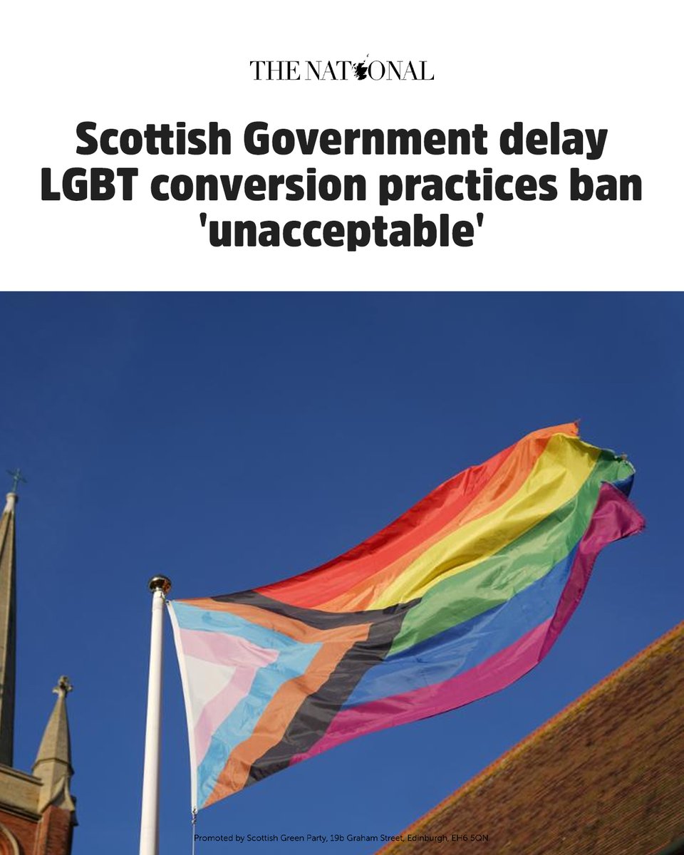 scottishgreens's tweet photo. A ban on conversion practices has been promised again and again by the Scottish Government, but this week the SNP have delayed it again.

Far too many people have endured the fear, shame and trauma of these dehumanising practices. We need a ban now. https://t.co/BiFlypmSKD