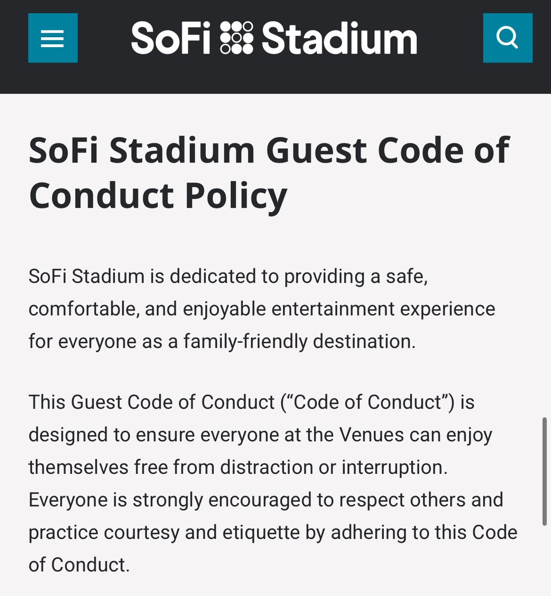 koomiversc's tweet photo. it is against SoFi Stadium’s Guest Code of Conduct Policy to throw things on stage during an event. the person who did this should be reported and, as stated, could face loss of ticket privileges for future events and possible prosecution. We need to find this person and report them.