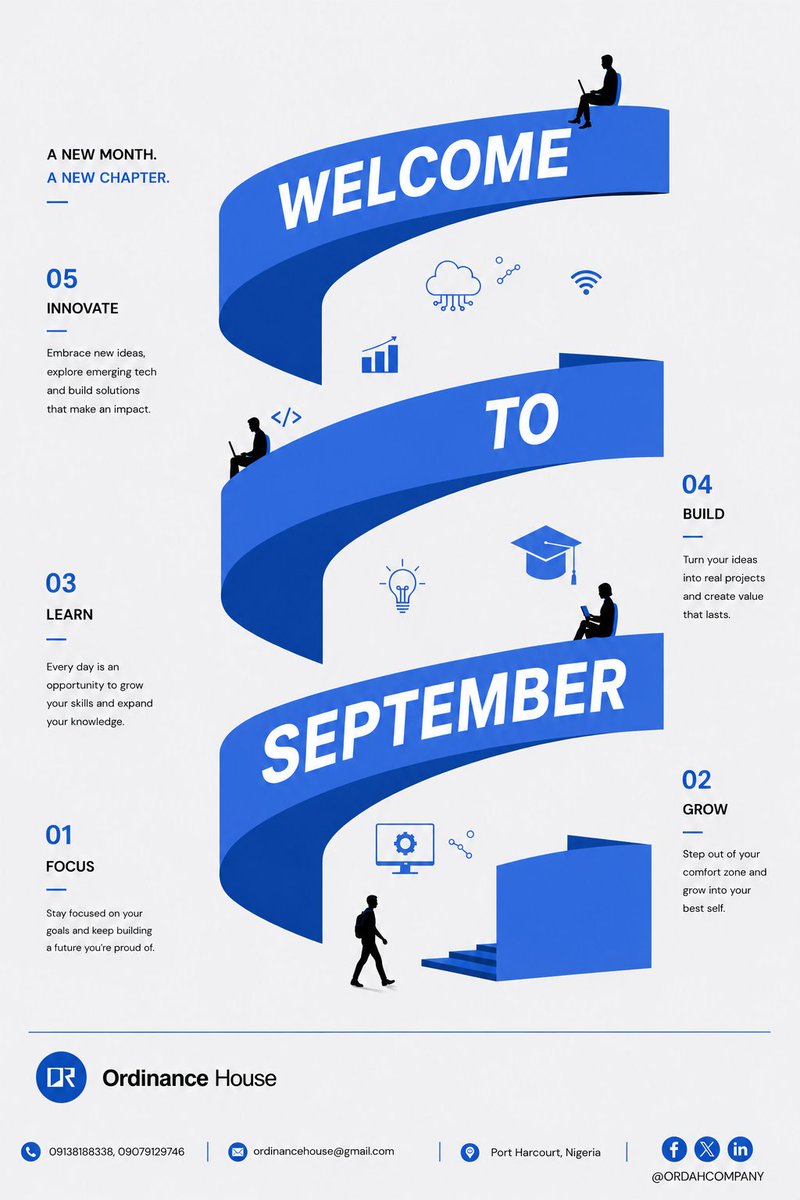 ordahouse's tweet photo. A new month. A new chapter. 💙

September is here, and it’s another opportunity to learn, grow, innovate and build.

The future belongs to those who are willing to keep learning.

Welcome to September! 🚀

#WelcomeToSeptember #TechEducation #FutureSkills https://t.co/vWMk7KStH5
